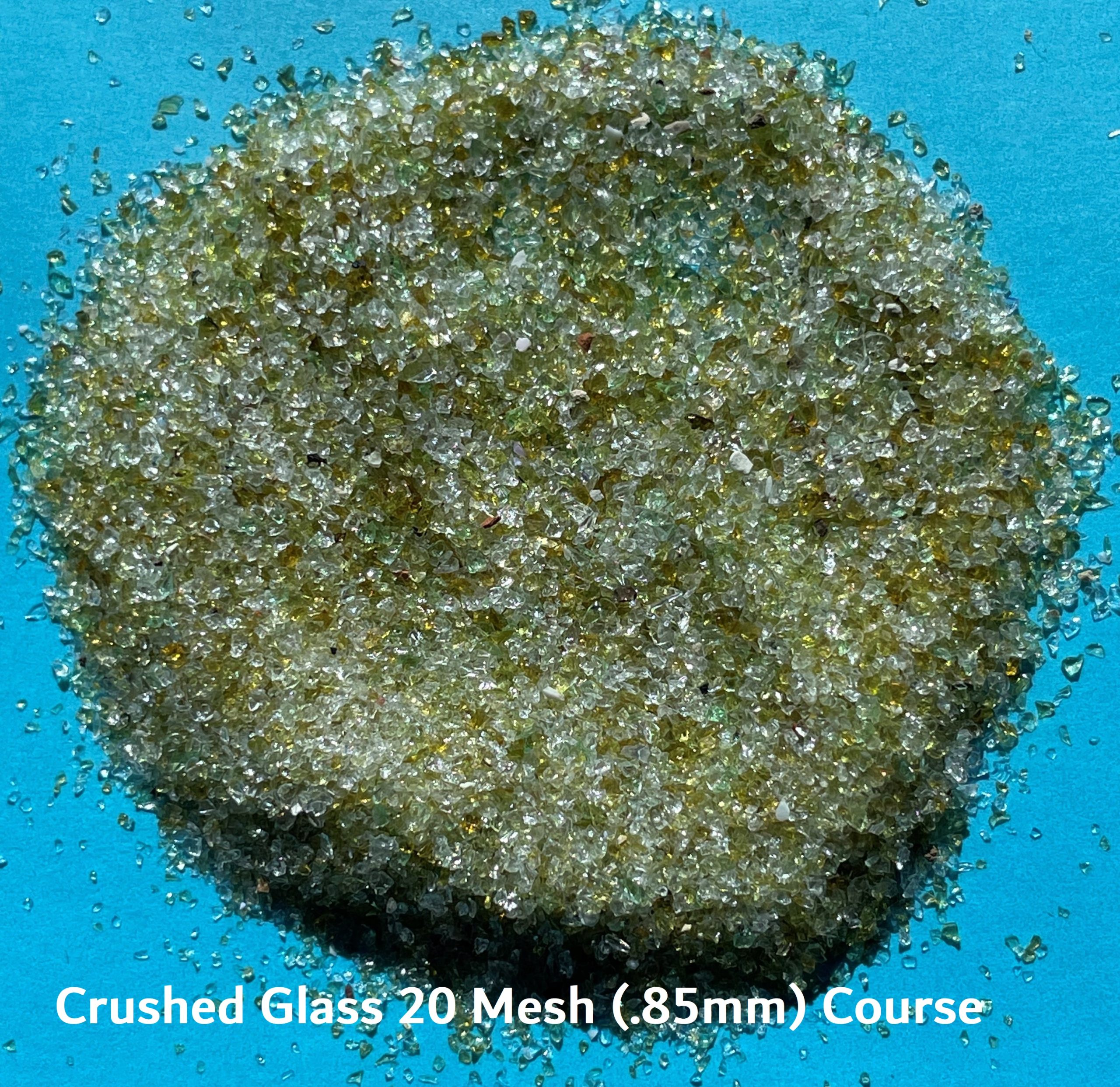 .85 (20 Mesh) Crushed Glass Abrasive Media Supplies
